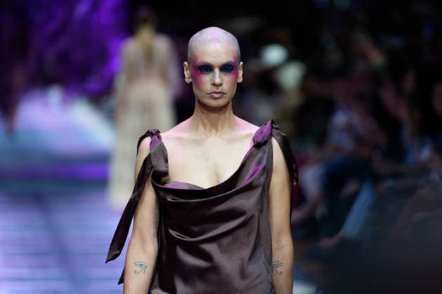 February 25, 2026, Melbourne, Victoria, Australia: A model wearing a design by Lazy Girl Lingerie walks at the Beyond Blak Runway show of the PayPal Melbourne Fashion Festival at the Royal Exhibition Building in Melbourne, Australia. Melbourne Australia  - ZUMAl303 20260225_aaf_l303_013 Copyright: xSydneyxLowx