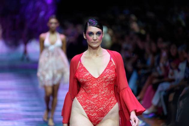 February 25, 2026, Melbourne, Victoria, Australia: A model wearing a design by Lazy Girl Lingerie walks at the Beyond Blak Runway show of the PayPal Melbourne Fashion Festival at the Royal Exhibition Building in Melbourne, Australia. Melbourne Australia  - ZUMAl303 20260225_aaf_l303_006 Copyright: xSydneyxLowx