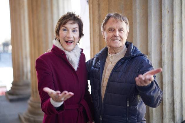 Ballet experts in conversation FOR EDITORIAL PURPOSES ONLY EDITORIAL USE ONLY p Christiane Theobald and Martin Puttke at the main entrance of the Staatsoper Unter den Linden Germany Berlin Berlin Copyright JoergxCarstensen Copyright: JoergxCarstensen doc84qa7z0q7clm864wu52 ,EDITORIAL USE ONLY Copyright: JoergxCarstensen