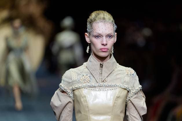 February 25, 2026, Melbourne, Victoria, Australia: A model wearing a design by Gwendolynne walks at the Glam Up Runway show of the PayPal Melbourne Fashion Festival at the Royal Exhibition Building in Melbourne, Australia. Melbourne Australia  - ZUMAl303 20260225_aaf_l303_040 Copyright: xSydneyxLowx
