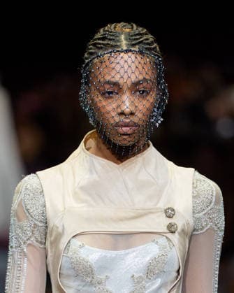 February 25, 2026, Melbourne, Victoria, Australia: A model wearing a design by Gwendolynne walks at the Glam Up Runway show of the PayPal Melbourne Fashion Festival at the Royal Exhibition Building in Melbourne, Australia. Melbourne Australia  - ZUMAl303 20260225_aaf_l303_051 Copyright: xSydneyxLowx