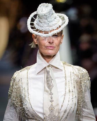 February 25, 2026, Melbourne, Victoria, Australia: A model wearing a design by Gwendolynne walks at the Glam Up Runway show of the PayPal Melbourne Fashion Festival at the Royal Exhibition Building in Melbourne, Australia. Melbourne Australia  - ZUMAl303 20260225_aaf_l303_056 Copyright: xSydneyxLowx