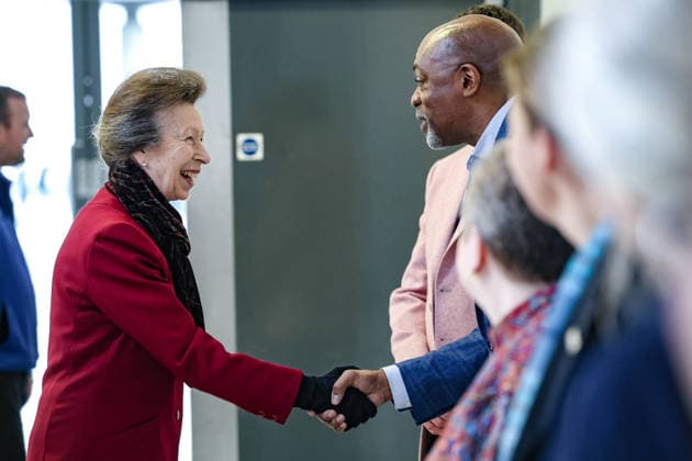 February 25, 2026, Glasgow, Scotland, United Kingdom: ANNE, PRINCESS ROYAL of GREAT BRITAIN shakes hands with Dr. BRANDON JONES, president of the American Geophysical Union and partner of the Ocean Sciences Meeting in Glasgow, Scotland. The meeting draws around 6,000 attendees and this year marked the first time it was held outside the United States. The Princess is Royal Patron of WISE, the Association for Science Education, and the London International Youth Science Forum. Glasgow United Kingdom  - ZUMAo116 20260225_znp_o116_003 Copyright: xBiancaxOterox