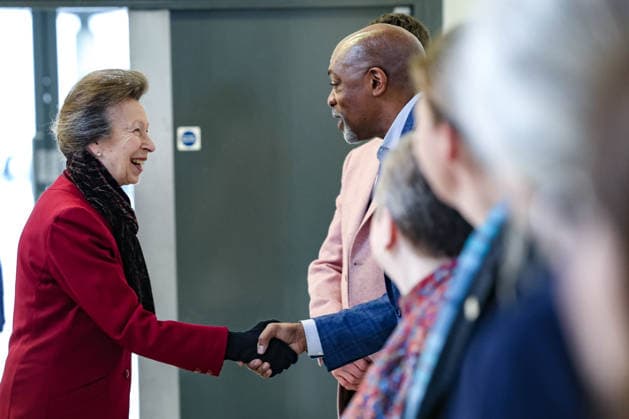 February 25, 2026, Glasgow, Scotland, United Kingdom: ANNE, PRINCESS ROYAL of GREAT BRITAIN shakes hands with Dr. BRANDON JONES, president of the American Geophysical Union and partner of the Ocean Sciences Meeting in Glasgow, Scotland. The meeting draws around 6,000 attendees and this year marked the first time it was held outside the United States. The Princess is Royal Patron of WISE, the Association for Science Education, and the London International Youth Science Forum. Glasgow United Kingdom - ZUMAo116 20260225_znp_o116_007 Copyright: xBiancaxOterox
