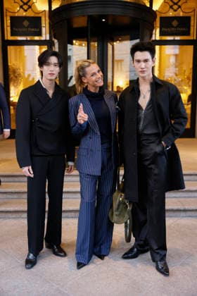 Michelle Hunzinger Pavel Naret, Pooh Krittin - Milan Fashion Week - Womenswear Fall Winter 2026 2027 MILAN, ITALY - FEBRUARY 25: Michelle Hunzinger, Pavel Naret and Pooh Krittin are spotted outside her hotel during the Milan Fashion Week - Womenswear Fall Winter 2026 2027 on February 25, 2026 in Milan, Italy. Photo by Marco Piovanotto Abacapress.com  Copyright: xPiovanottoxMarco ABACAx