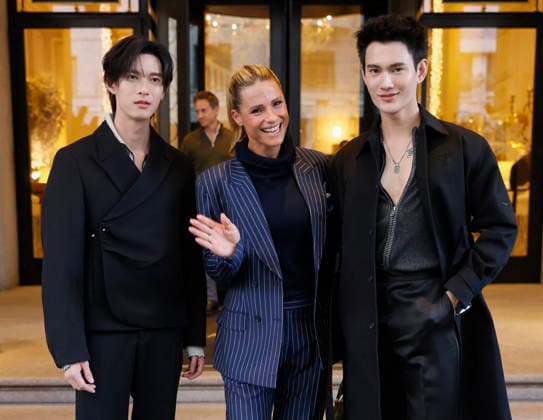 Michelle Hunzinger Pavel Naret, Pooh Krittin - Milan Fashion Week - Womenswear Fall Winter 2026 2027 MILAN, ITALY - FEBRUARY 25: Michelle Hunzinger, Pavel Naret and Pooh Krittin are spotted outside her hotel during the Milan Fashion Week - Womenswear Fall Winter 2026 2027 on February 25, 2026 in Milan, Italy. Photo by Marco Piovanotto Abacapress.com  Copyright: xPiovanottoxMarco ABACAx