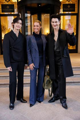 Michelle Hunzinger Pavel Naret, Pooh Krittin - Milan Fashion Week - Womenswear Fall Winter 2026 2027 MILAN, ITALY - FEBRUARY 25: Michelle Hunzinger, Pavel Naret and Pooh Krittin are spotted outside her hotel during the Milan Fashion Week - Womenswear Fall Winter 2026 2027 on February 25, 2026 in Milan, Italy. Photo by Marco Piovanotto Abacapress.com  Copyright: xPiovanottoxMarco ABACAx