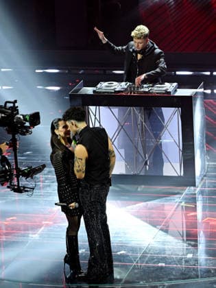 Sanremo, 76th Italian Song Festival. Second Night. Pictured: Blind, El Ma, and Soniko.  Copyright: xMaurizioxD Avanzox xipa-agency.netx xPoolxSanremox02x IPA_Agency_IPA72023560
