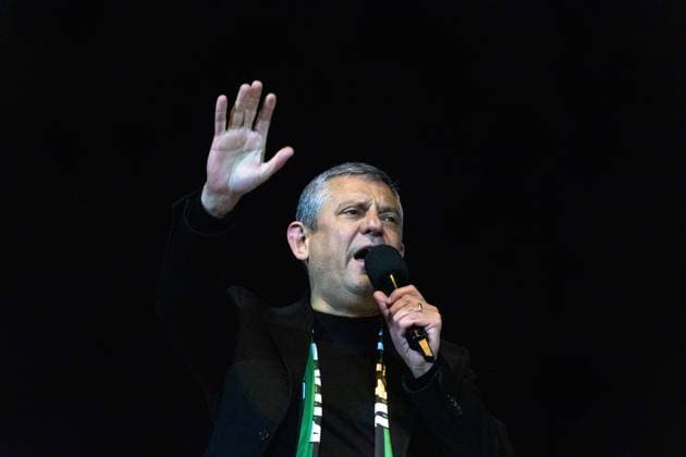 February 25, 2026: Istanbul, Turkey, February 26, 2026: At the 92nd stop of the series, citizens filled the square as the Republican PeopleÃ¢â‚¬â ¢s Party (CHP) Chairman Ozgur Ozel is addressing the crowd from the partyÃ¢â‚¬â ¢s campaign bus. Following the arrest of Ekrem Imamoglu, the first regional gathering in Istanbul of the weekly Ã¢â‚¬oeStand Up for the Will of the PeopleÃ¢â‚¬Â rallies was held at Bakirkoy Cumhuriyet Square. - ZUMAi72_ 20260225_znp_i72_008 Copyright: xTolgaxIldunx