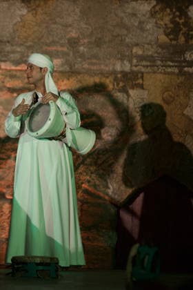 The traditional Ramadan custom Tennura dance in Egypt CAIRO, EGYPT - FEBRUARY 25: Tennura dance performances and Sufi music concerts are held daily throughout the holy month of Ramadan at Bayt al-Ghuri in Cairo on February 25, 2026. Wearing colorful skirts, embroidered vests, and white caps, Tennura performers spin around their axis while playing tambourines in rhythm with Sufi music, creating a vibrant and spiritual spectacle. Fareed Kotb Anadolu Cairo Egypt. Editorial use only. Please get in touch for any other usage.  Copyright: x2026xAnadoluxFareedxKotbx