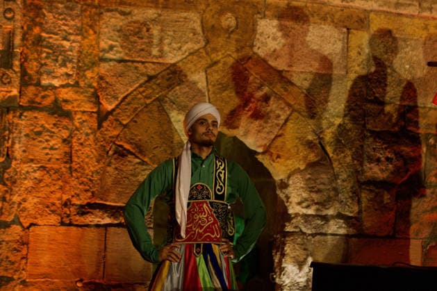 The traditional Ramadan custom Tennura dance in Egypt CAIRO, EGYPT - FEBRUARY 25: Tennura dance performances and Sufi music concerts are held daily throughout the holy month of Ramadan at Bayt al-Ghuri in Cairo on February 25, 2026. Wearing colorful skirts, embroidered vests, and white caps, Tennura performers spin around their axis while playing tambourines in rhythm with Sufi music, creating a vibrant and spiritual spectacle. Fareed Kotb Anadolu Cairo Egypt. Editorial use only. Please get in touch for any other usage.  Copyright: x2026xAnadoluxFareedxKotbx
