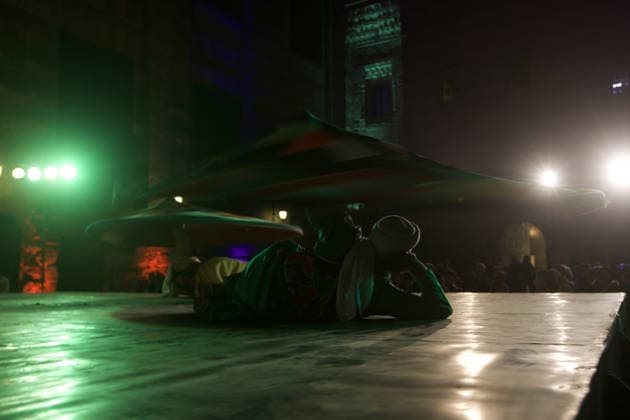 The traditional Ramadan custom Tennura dance in Egypt CAIRO, EGYPT - FEBRUARY 25: Tennura dance performances and Sufi music concerts are held daily throughout the holy month of Ramadan at Bayt al-Ghuri in Cairo on February 25, 2026. Wearing colorful skirts, embroidered vests, and white caps, Tennura performers spin around their axis while playing tambourines in rhythm with Sufi music, creating a vibrant and spiritual spectacle. Fareed Kotb Anadolu Cairo Egypt. Editorial use only. Please get in touch for any other usage.  Copyright: x2026xAnadoluxFareedxKotbx