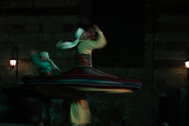 The traditional Ramadan custom Tennura dance in Egypt CAIRO, EGYPT - FEBRUARY 25: Tennura dance performances and Sufi music concerts are held daily throughout the holy month of Ramadan at Bayt al-Ghuri in Cairo on February 25, 2026. Wearing colorful skirts, embroidered vests, and white caps, Tennura performers spin around their axis while playing tambourines in rhythm with Sufi music, creating a vibrant and spiritual spectacle. Fareed Kotb Anadolu Cairo Egypt. Editorial use only. Please get in touch for any other usage.  Copyright: x2026xAnadoluxFareedxKotbx