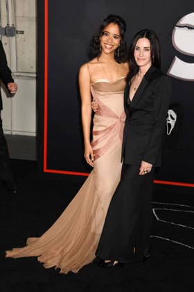 LOS ANGELES, CA - FEBRUARY 25: Jasmin Savoy Brown, Courteney Cox at the global premiere of Scream 7 at The Paramount Theater in Los Angeles, California on February 25, 2026. Copyright: xJeffreyxMayerx
