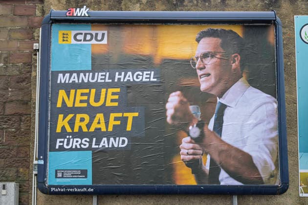 Manuel Hagel, CDU, Plakat, Landtagswahl 2026, Karlsruhe, Baden-Württemberg, Deutschland *** Manuel Hagel, CDU, poster, state election 2026, Karlsruhe, Baden Württemberg, Germany
