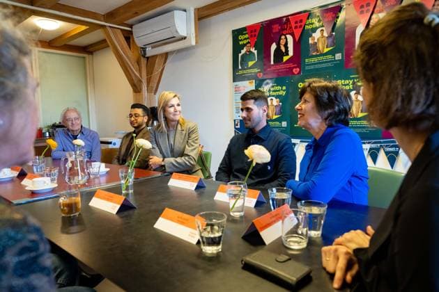 26-02-2026 Amsterdam Queen Maxima visited the Takecarebnb Foundation, an organization which aims to give refugees awaiting housing a good start in the Netherlands, in Amsterdam. Â  Copyright: xPPEx