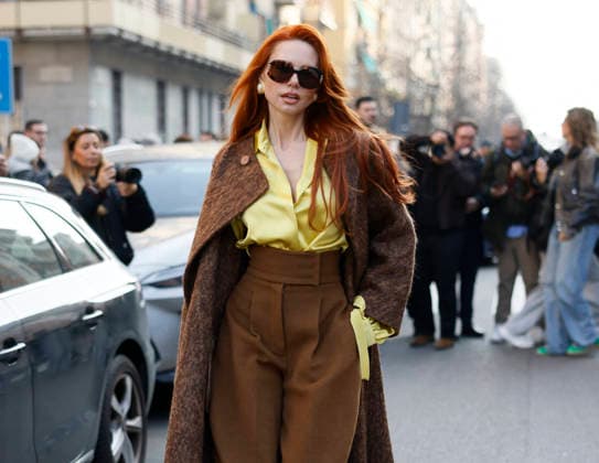 Max Mara - Guest arrivals - Milan Fashion Week - Womenswear Fall Winter 2026 2027 MILAN, ITALY - FEBRUARY 26: Evelyn Kazantzoglou arrives to Max Mara show during the Milan Fashion Week - Womenswear Fall Winter 2026 2027 on February 26, 2026 in Milan, Italy. Photo by Marco Piovanotto Abacapress.com  Copyright: xPiovanottoxMarco ABACAx