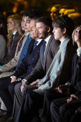 Milan, Milan Women s Fashion Week: Fall Winter 2026 27 - Women s Fashion, Fall Winter 2026 27 - Boss fashion show - catwalk in the photo: S.Coups, David Beckham  Copyright: xRiccardoxGIordanox xipa-agency.netx xRiccardoxGIordanox IPA_Agency_IPA72051253