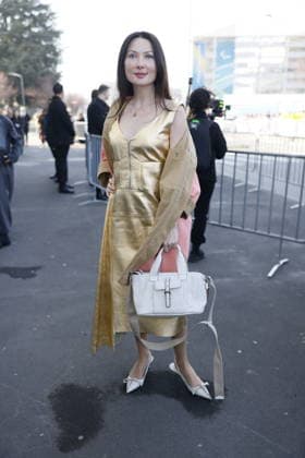 MFW - Prada Outside Guest at the Prada fashion show during the Milan Menswear Fall Winter 2026 2027 Fashion Week on February 26, 2026 in Milan, Italy. Photo by Marco Piovanotto ABACAPRESS.COM Milan Italy  Copyright: xPiovanottoxMarco ABACAx