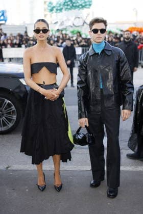 MFW - Prada Outside George Tabor-King, Evie Mercer at the Prada fashion show during the Milan Menswear Fall Winter 2026 2027 Fashion Week on February 26, 2026 in Milan, Italy. Photo by Marco Piovanotto ABACAPRESS.COM Milan Italy  Copyright: xPiovanottoxMarco ABACAx