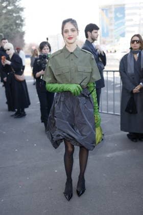 MFW - Prada Outside Benedetta Porcaroli at the Prada fashion show during the Milan Menswear Fall Winter 2026 2027 Fashion Week on February 26, 2026 in Milan, Italy. Photo by Marco Piovanotto ABACAPRESS.COM Milan Italy  Copyright: xPiovanottoxMarco ABACAx