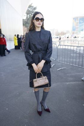 MFW - Prada Outside Eileen Gu at the Prada fashion show during the Milan Womenswear Fall Winter 2026 2027 Fashion Week on February 26, 2026 in Milan, Italy. Photo by Marco Piovanotto ABACAPRESS.COM Milan Italy  Copyright: xPiovanottoxMarco ABACAx