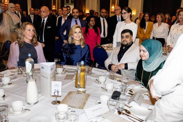 Scheveningen, The Netherlands, 2026-02-26 18:01:11 Scheveningen, February 26, 2026, Grand Hotel Kurhaus. Queen Maxima attends the annual Iftar gathering of MKB Den Haag at the Grand Hotel Kurhaus in Scheveningen. Iftar is the meal Muslims eat immediately after sunset during Ramadan to break the fast. PHOTO: NLBeeld POOL Albert Nieboer Credit: NL Beeld Patrick van Emst  Copyright: xx x