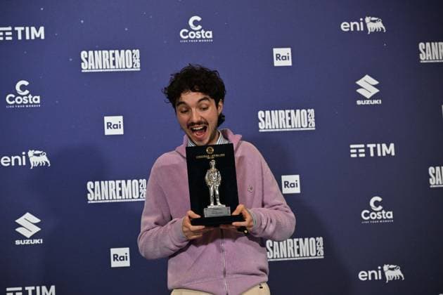 Photo IPP Felice De Martino Sanremo 26 02 2026 76th Italian Song Festival In the photo Nuovo Imaie Award to Mazzariello Italy Photo Press World Copyright