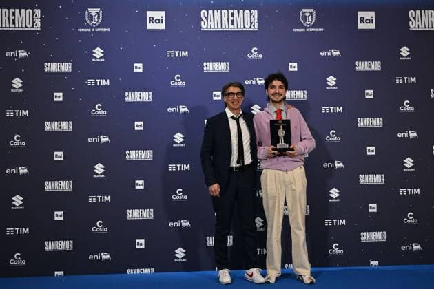 Photo IPP Felice De Martino Sanremo 26 02 2026 76th Italian Song Festival In the photo Nuovo Imaie Award to Mazzariello with Paolo Jannacci Italy Photo Press World Copyright