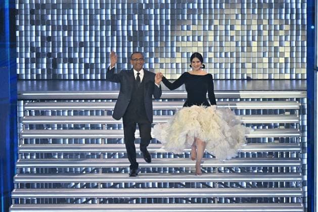 Photo IPP Felice De Martino Sanremo 26 02 2026 76th Italian Song Festival In the photo Carlo Conti with Laura Pausini Italy Photo Press World Copyright