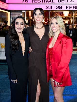 Sanremo, 76th Italian Song Festival. Prima Festival 2026 - sixth episode - Pictured: Ema Stokholma, Carolina Rey, Manola Moslehi  Copyright: xManuelexMangiarottix xipa-agency.netx xPoolxSanremox02x IPA_Agency_IPA72066038
