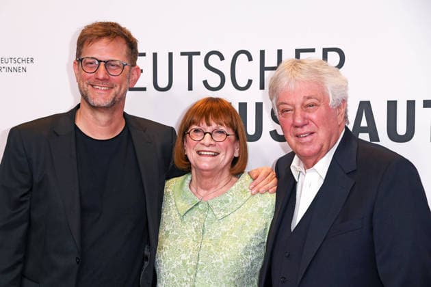 Rolf Zuckowski with his wife Monika Zuckowski and son Alexander Ali Zuckowski at the 17 GERMAN MUSIC AUTHORINNEN PRIZE at The Ritz Carlton in Berlin on 26 02 2026