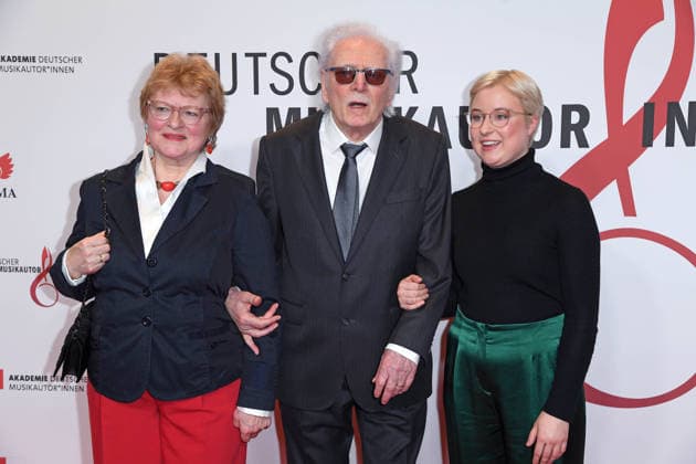 York Höller with wife Maria Brückner, Nina Gurol at the 17 GERMAN MUSIC AUTHORINNEN PRIZE at The Ritz Carlton in Berlin on 26 02 2026