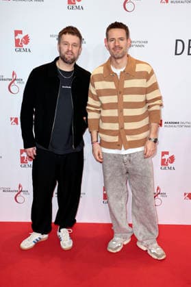 Kristoffer Hünecke and Johannes Strate from Revolverheld at the 17 German Music Writers Prize of GEMA 2026 at The Ritz Carlton Hotel Berlin, 26 02 2026 Foto:xS.xGabschx xFuturexImagex musikautorenpreis_6274