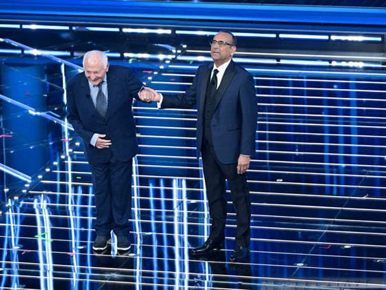 Sanremo, 76th Italian Song Festival. Third Night. Pictured: Mogol and Carlo Conti.  Copyright: xMaurizioxD Avanzox xipa-agency.netx xPoolxSanremox02x IPA_Agency_IPA72066903