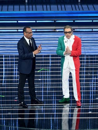 Sanremo, 76th Italian Song Festival - third evening. In the photo Carlo Conti, Ubaldo Pantani - Lapo  Copyright: xAlbertoxTerenghix xPoolxSanremox02x xipa-agency.netx xPoolxSanremox02x IPA_Agency_IPA72067927