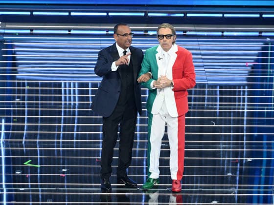 Sanremo, 76th Italian Song Festival - third evening. In the photo Carlo Conti, Ubaldo Pantani - Lapo  Copyright: xAlbertoxTerenghix xPoolxSanremox02x xipa-agency.netx xPoolxSanremox02x IPA_Agency_IPA72067939