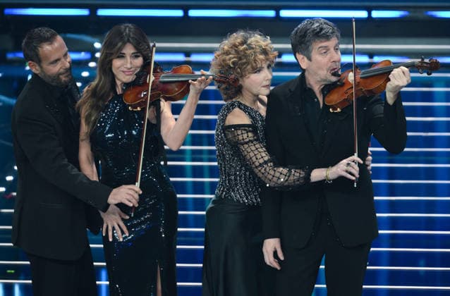 February 26, 2026, Sanremo, ITALY: (L-R) Italian actors Virginia Raffaele and Fabio De Luigi on stage at the Ariston theatre during the 76th edition of the Sanremo Italian Song Festival, in Sanremo, Italy, 26 February 2026. The Music Festival runs from 24 to 28 February 2026. ANSA ETTORE FERRARI Sanremo ITALY  - ZUMAa110 20260226_zaf_a110_190 Copyright: xEttorexFerrarix