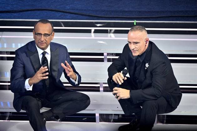 Photo IPP Felice De Martino Sanremo 26 02 2026 76th Italian Song Festival In the photo Carlo Conti with Eros Ramazzotti Italy Photo Press World Copyright