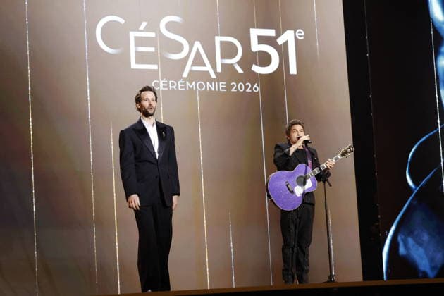 51st Cesar Ceremony Benjamin Lavernhe and Matthieu Chedid during the 51st Cesar Film Awards held at l Olympia on February 26, 2026, in Paris, France. Photo by Nasser Berzane ABACAPRESS.COM Paris France  Copyright: xBerzanexNasser ABACAx