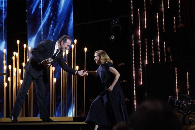 51st Cesar Ceremony Jean Dujardin and Léa Drucker with the Best Actress Cesar Award for Movie Dossier 137 during the 51st Cesar Film Awards held at l Olympia on February 26, 2026, in Paris, France. Photo by Nasser Berzane ABACAPRESS.COM Paris France  Copyright: xBerzanexNasser ABACAx