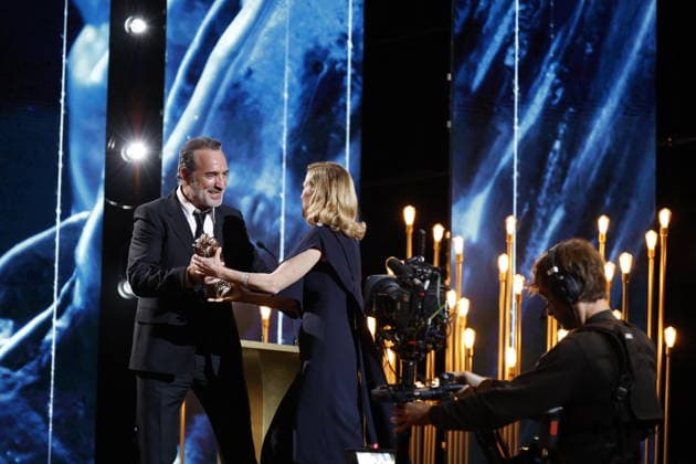 51st Cesar Ceremony Jean Dujardin and Léa Drucker with the Best Actress Cesar Award for Movie Dossier 137 during the 51st Cesar Film Awards held at l Olympia on February 26, 2026, in Paris, France. Photo by Nasser Berzane ABACAPRESS.COM Paris France  Copyright: xBerzanexNasser ABACAx