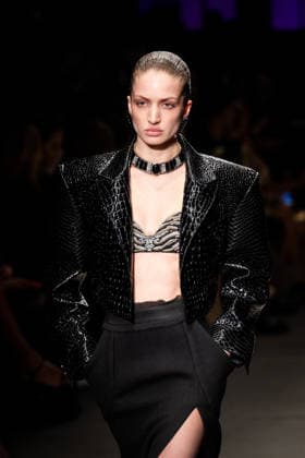 Roberto Cavalli fashion show during the Milan Fashion Week - Womenswear Fall Winter 2026 2027 in Milan, Italy, on 24 February 2026. A model walks the runway at Roberto Cavalli fashion show during the Milan Fashion Week - Womenswear Fall Winter 2026 2027 in Milan, Italy, on 24 February 2026., Credit:Stefano Costantino TTL Avalon Italy, Milan  Copyright: xStefanoxCostantinoxTTLx xAvalonx 1078564496