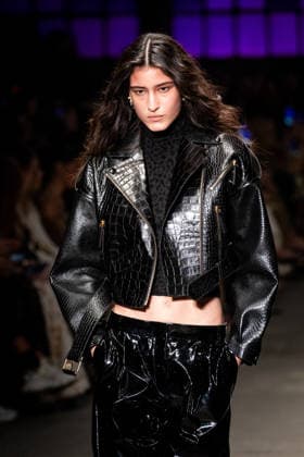 Roberto Cavalli fashion show during the Milan Fashion Week - Womenswear Fall Winter 2026 2027 in Milan, Italy, on 24 February 2026. A model walks the runway at Roberto Cavalli fashion show during the Milan Fashion Week - Womenswear Fall Winter 2026 2027 in Milan, Italy, on 24 February 2026., Credit:Stefano Costantino TTL Avalon Italy, Milan  Copyright: xStefanoxCostantinoxTTLx xAvalonx 1078564529