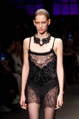 Roberto Cavalli fashion show during the Milan Fashion Week - Womenswear Fall Winter 2026 2027 in Milan, Italy, on 24 February 2026. A model walks the runway at Roberto Cavalli fashion show during the Milan Fashion Week - Womenswear Fall Winter 2026 2027 in Milan, Italy, on 24 February 2026., Credit:Stefano Costantino TTL Avalon Italy, Milan  Copyright: xStefanoxCostantinoxTTLx xAvalonx 1078564564