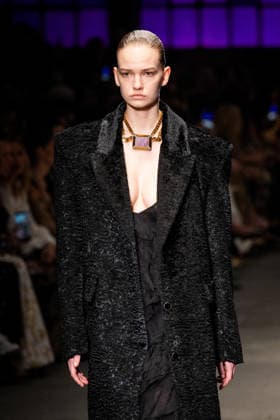 Roberto Cavalli fashion show during the Milan Fashion Week - Womenswear Fall Winter 2026 2027 in Milan, Italy, on 24 February 2026. A model walks the runway at Roberto Cavalli fashion show during the Milan Fashion Week - Womenswear Fall Winter 2026 2027 in Milan, Italy, on 24 February 2026., Credit:Stefano Costantino TTL Avalon Italy, Milan  Copyright: xStefanoxCostantinoxTTLx xAvalonx 1078564590