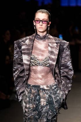 Roberto Cavalli fashion show during the Milan Fashion Week - Womenswear Fall Winter 2026 2027 in Milan, Italy, on 24 February 2026. A model walks the runway at Roberto Cavalli fashion show during the Milan Fashion Week - Womenswear Fall Winter 2026 2027 in Milan, Italy, on 24 February 2026., Credit:Stefano Costantino TTL Avalon Italy, Milan  Copyright: xStefanoxCostantinoxTTLx xAvalonx 1078564975