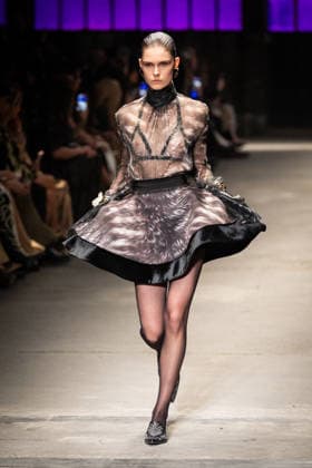 Roberto Cavalli fashion show during the Milan Fashion Week - Womenswear Fall Winter 2026 2027 in Milan, Italy, on 24 February 2026. A model walks the runway at Roberto Cavalli fashion show during the Milan Fashion Week - Womenswear Fall Winter 2026 2027 in Milan, Italy, on 24 February 2026., Credit:Stefano Costantino TTL Avalon Italy, Milan  Copyright: xStefanoxCostantinoxTTLx xAvalonx 1078565033