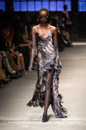 Roberto Cavalli fashion show during the Milan Fashion Week - Womenswear Fall Winter 2026 2027 in Milan, Italy, on 24 February 2026. A model walks the runway at Roberto Cavalli fashion show during the Milan Fashion Week - Womenswear Fall Winter 2026 2027 in Milan, Italy, on 24 February 2026., Credit:Stefano Costantino TTL Avalon Italy, Milan  Copyright: xStefanoxCostantinoxTTLx xAvalonx 1078565191
