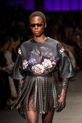 Roberto Cavalli fashion show during the Milan Fashion Week - Womenswear Fall Winter 2026 2027 in Milan, Italy, on 24 February 2026. A model walks the runway at Roberto Cavalli fashion show during the Milan Fashion Week - Womenswear Fall Winter 2026 2027 in Milan, Italy, on 24 February 2026., Credit:Stefano Costantino TTL Avalon Italy, Milan  Copyright: xStefanoxCostantinoxTTLx xAvalonx 1078565314